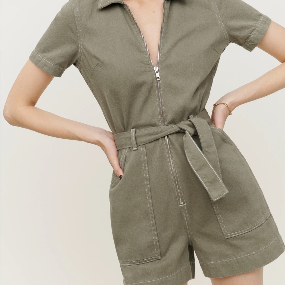 NWT Reformation Cassidy Denim Short Jumpsuit